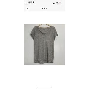 Sundance Medium Gray Women's Short Sleeve Linen Cowl Neck Top M